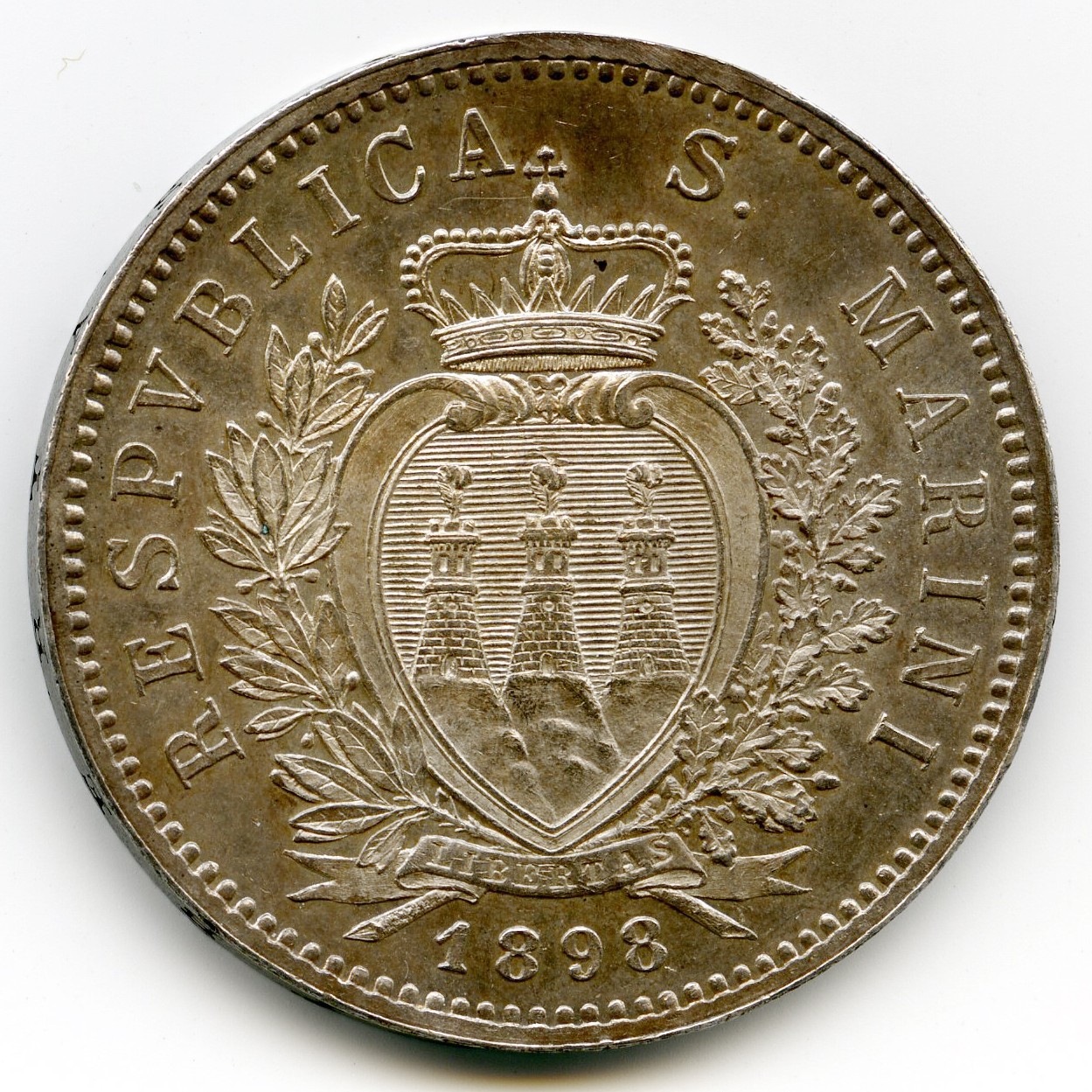 Saint Marin - 5 Lire - 1898 R avers