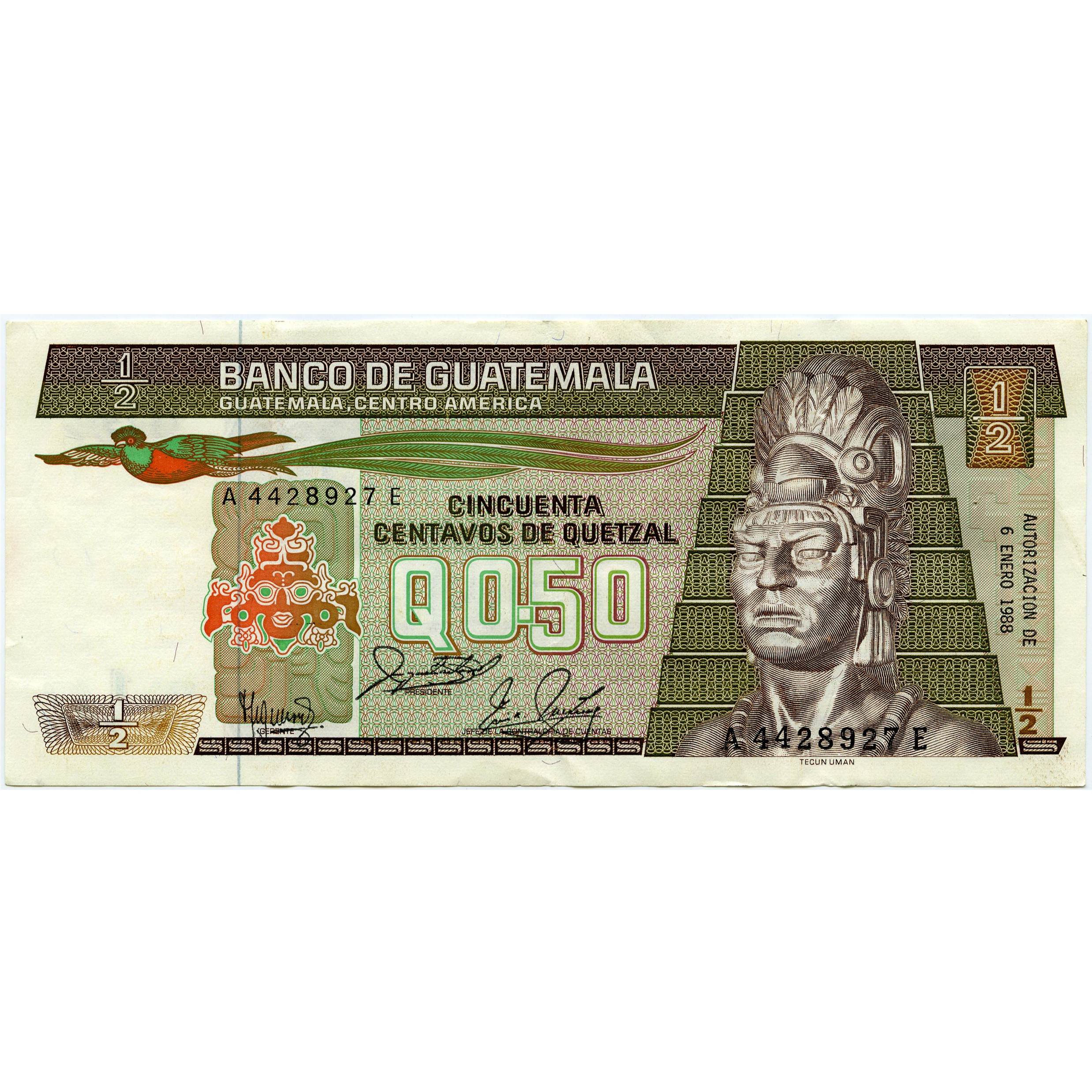 Guatemala - 1/2 Quetzal - A4428927E avers