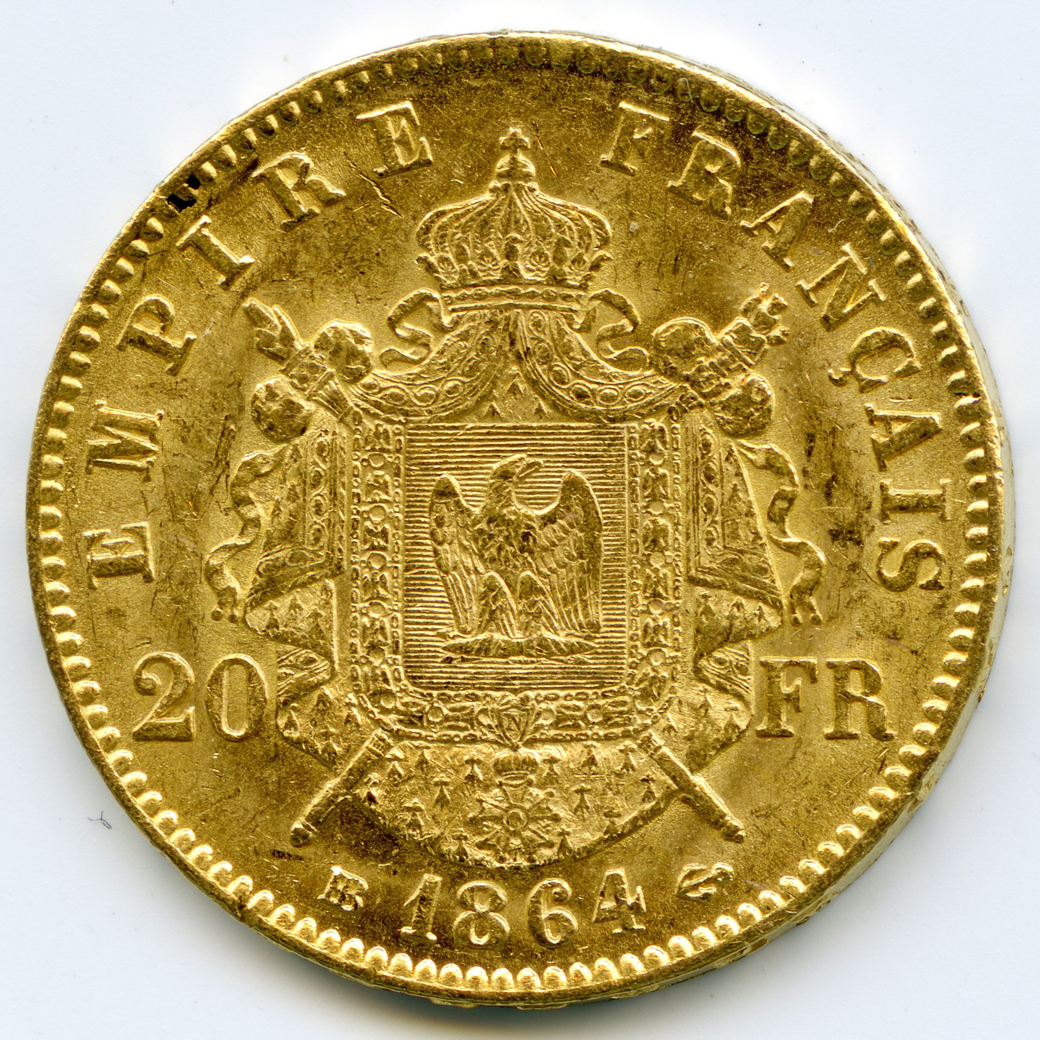 Napoléon III - 20 Francs - 1864 BB revers