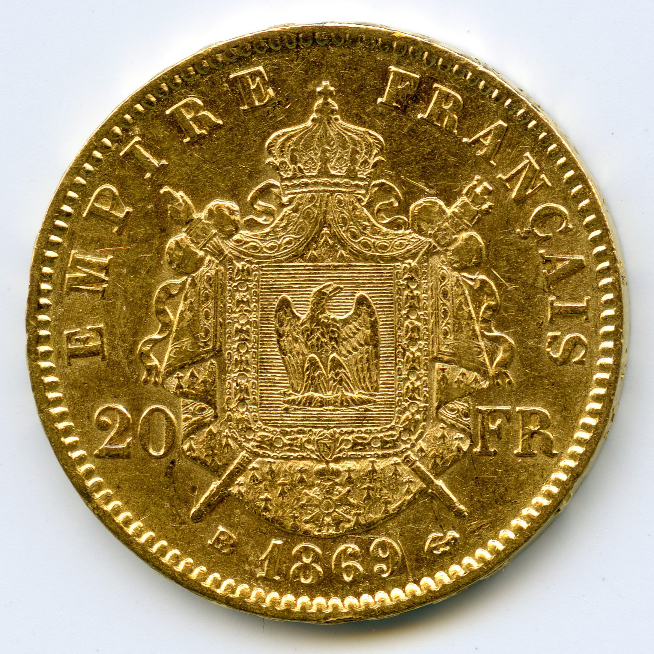 Napoléon III - 20 Francs - 1869 BB revers