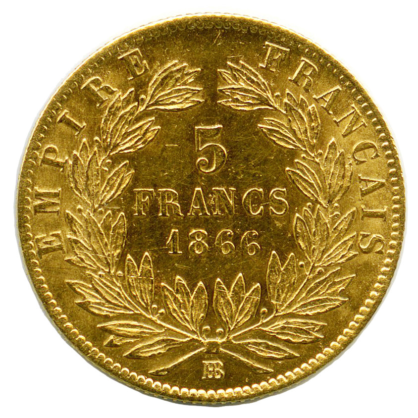 Napoléon III - 5 Francs - 1866 BB revers