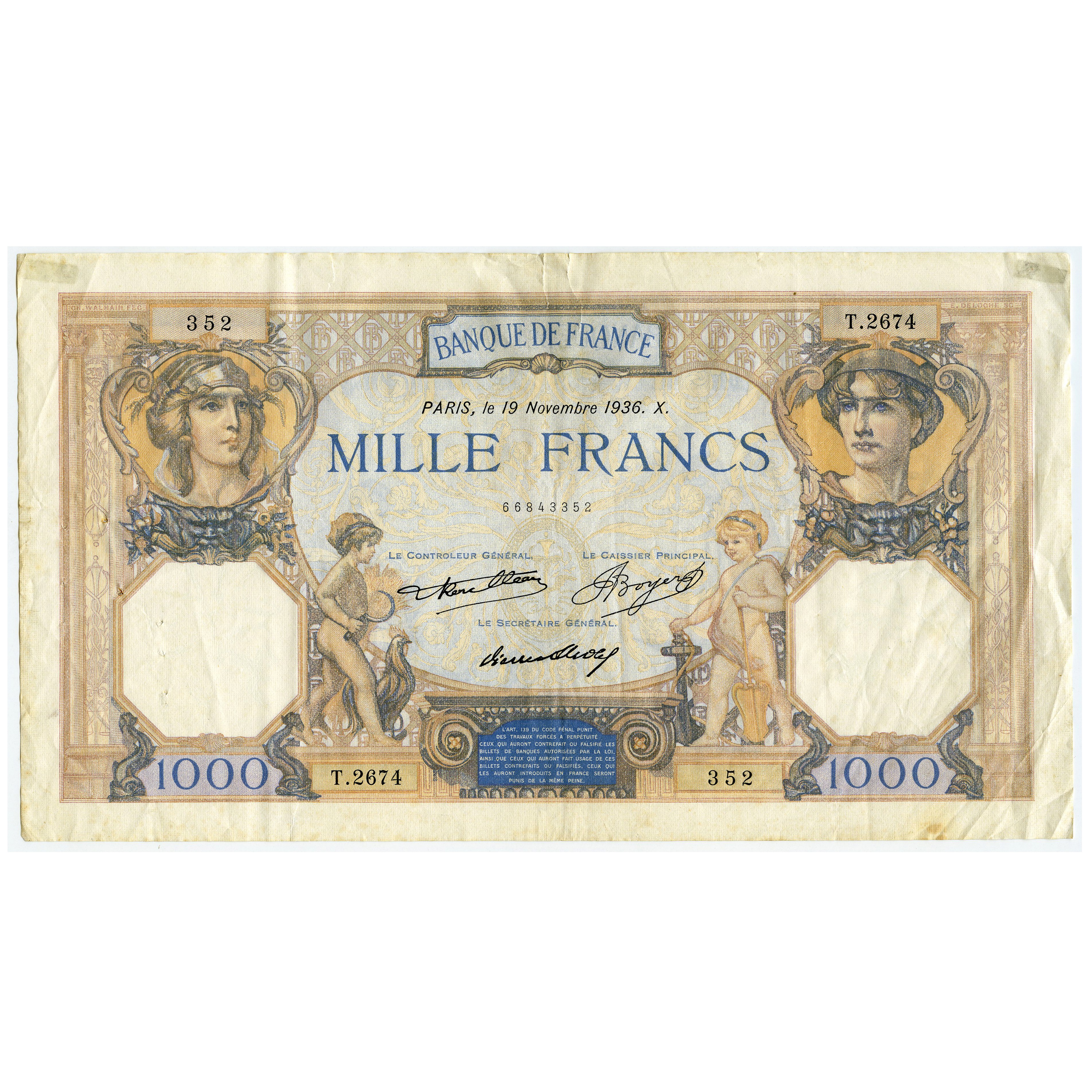 France - 1 000 Francs - T2674 avers