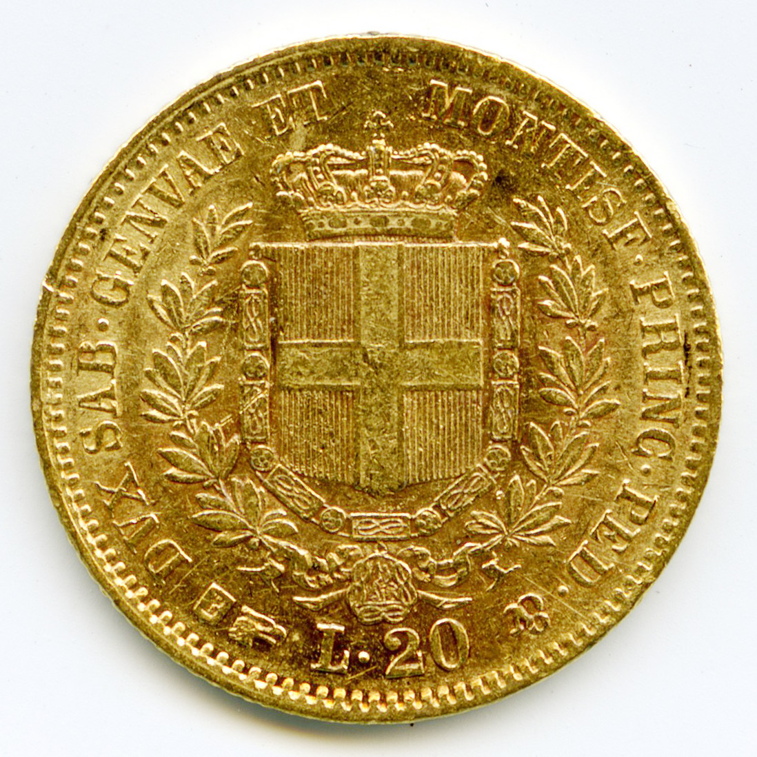 Italie - 20 Lire - 1857 revers