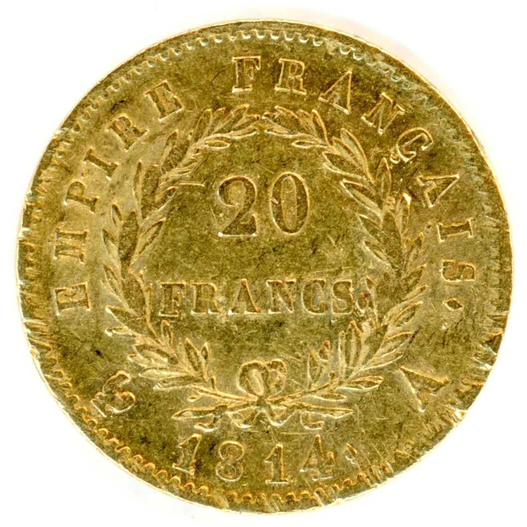 Napoléon Ier - 20 Francs - 1814 A revers