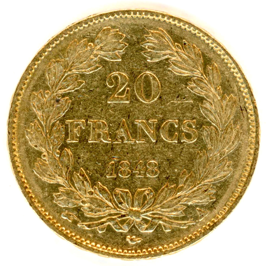 Louis Philippe Ier - 20 Francs - 1848 A revers