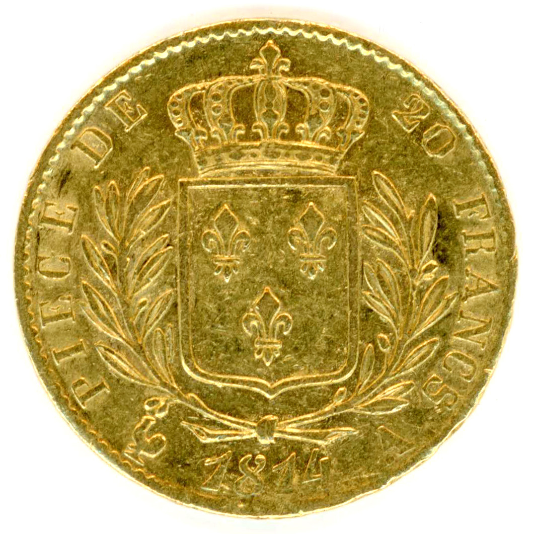 Louis XVIII - 20 Francs - 1814 A revers