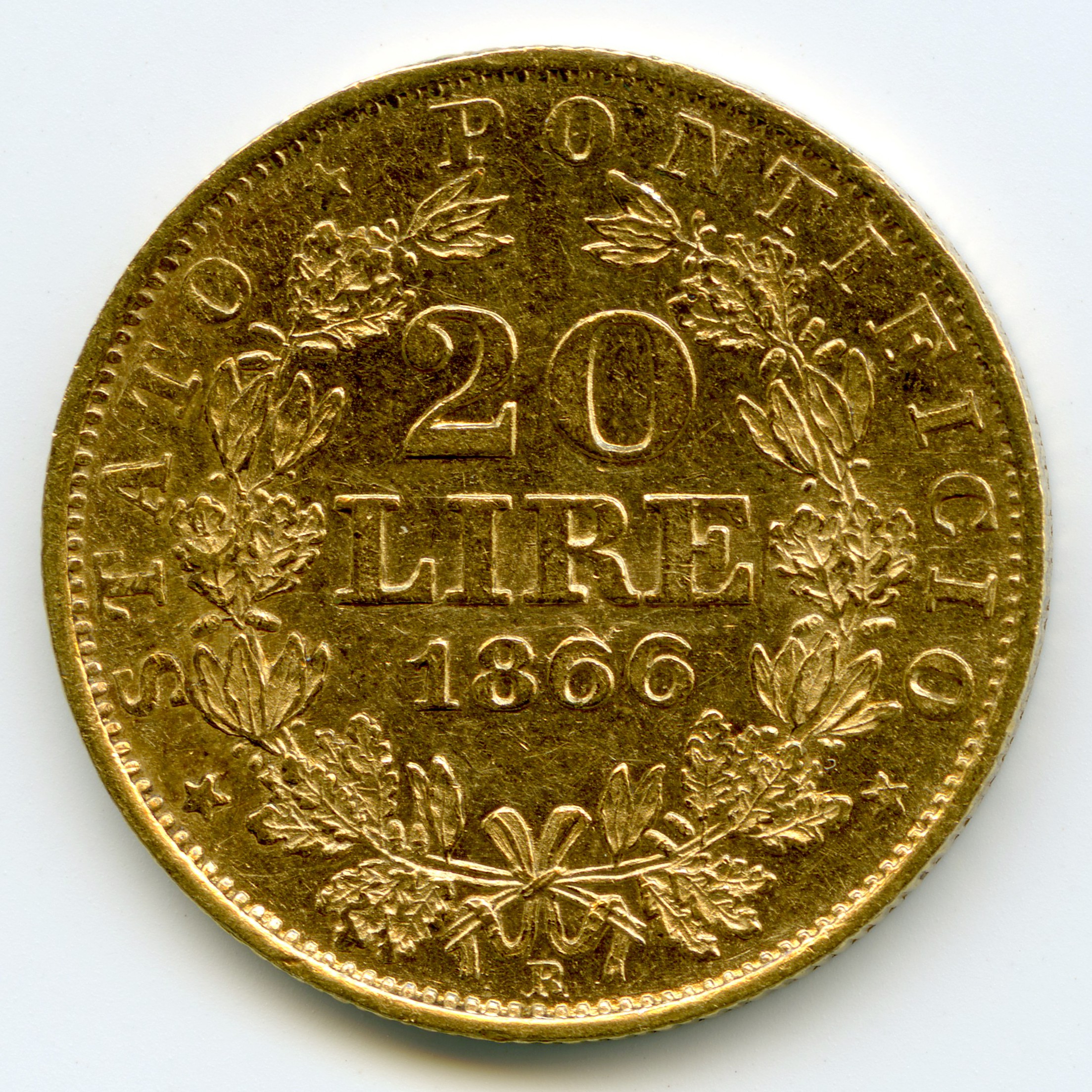 1866 バチカン ピウス9世 20リラ金貨 6.45グラム PCGS UNC odmalihnogu.org