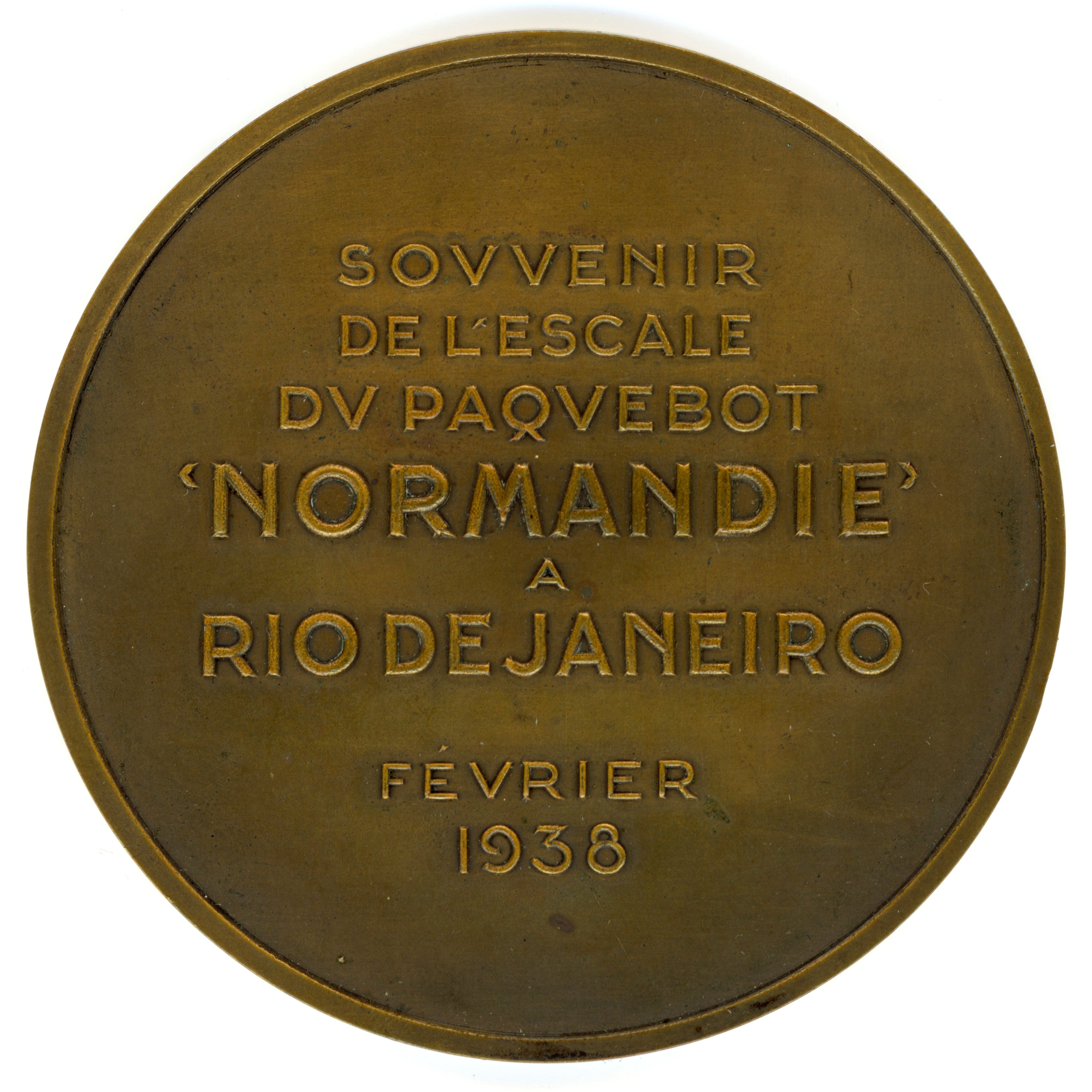 Le Normandie - Médaille en bronze - 1938 revers