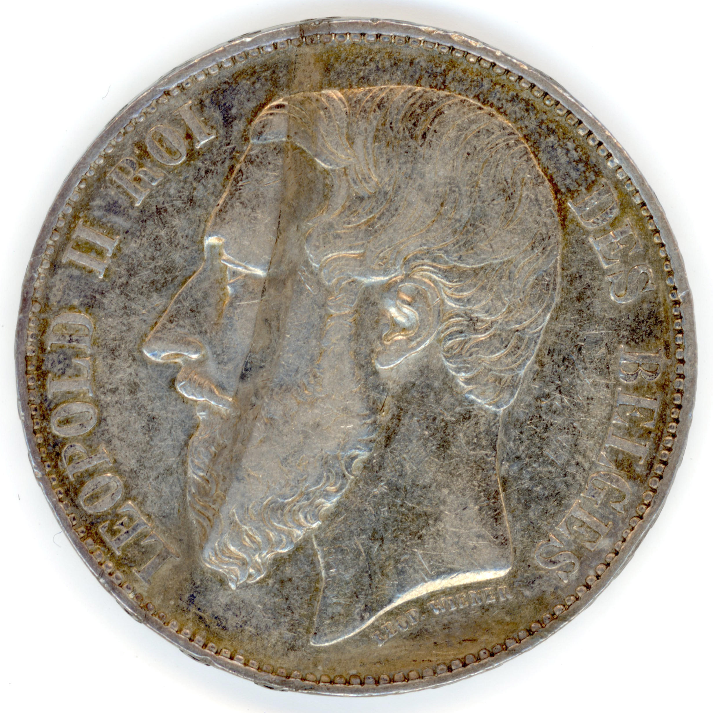 Belgique - 5 francs - 1868 - Bruxelles  avers