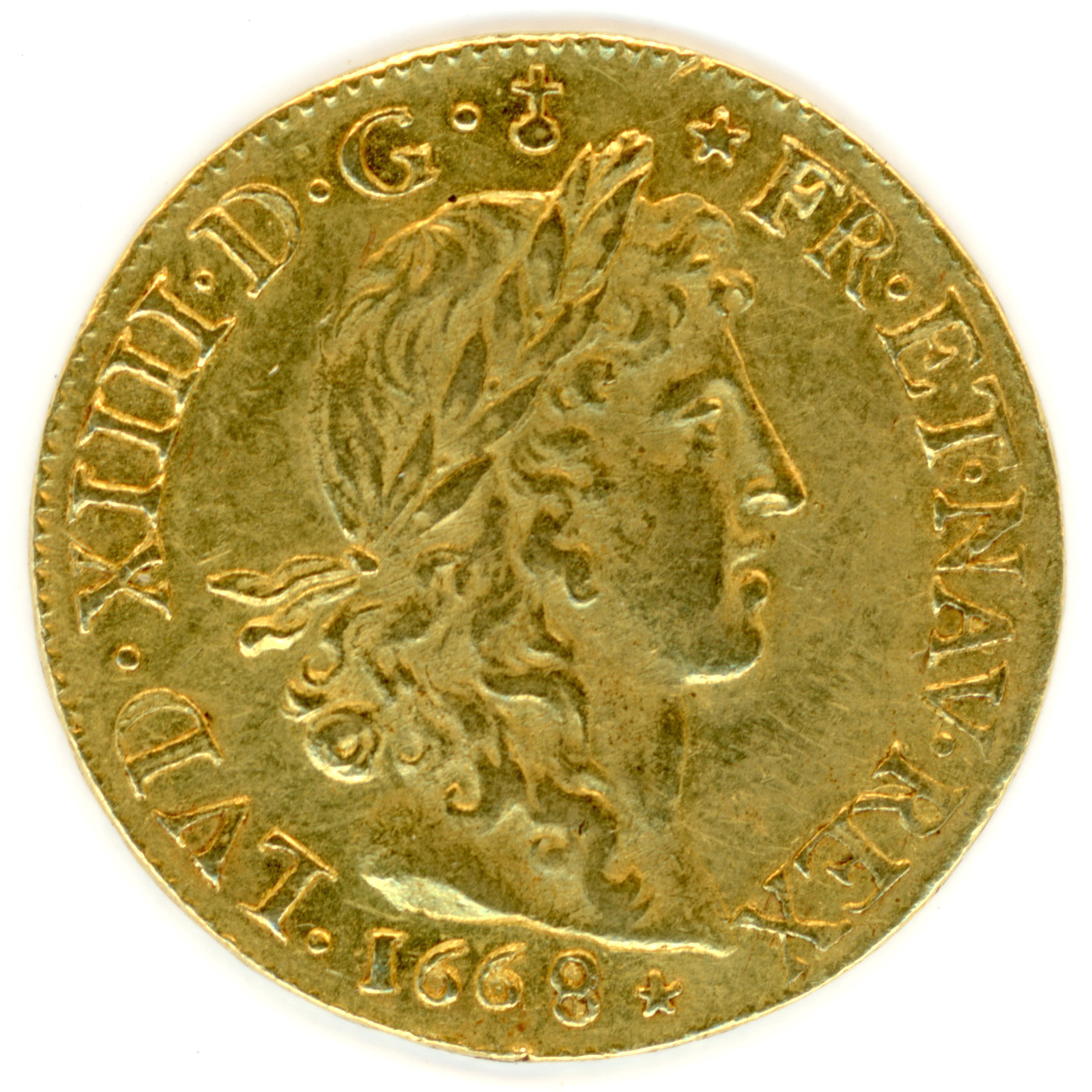 Louis XIV - Louis d'or au buste juvénile - 1668 D avers